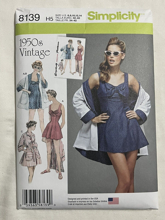 Simplicity 8139 Bathing Suit Jacket Vintage 1950s sz 6-14